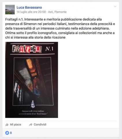 post pagina facebook Bavassano su libro Simenon Torre di Babele